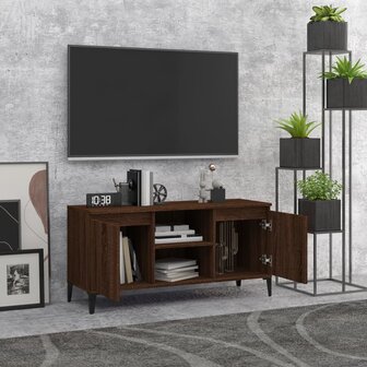 Tv-meubel met metalen poten 103,5x35x50 cm bruin eikenkleur 3