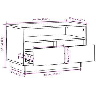 Tv-meubel 60x35x37 cm massief grenenhout wit 9