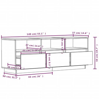 Tv-meubel 140x37x50 cm massief grenenhout 9