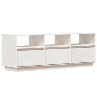 Tv-meubel 140x37x50 cm massief grenenhout wit 2