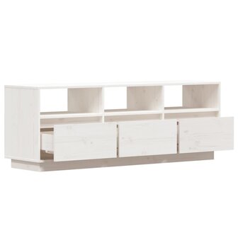 Tv-meubel 140x37x50 cm massief grenenhout wit 7