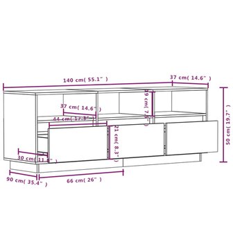 Tv-meubel 140x37x50 cm massief grenenhout honingbruin 9