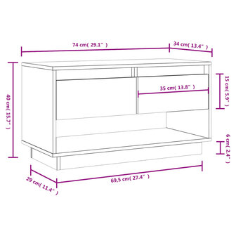 Tv-meubel 74x34x40 cm massief grenenhout honingbruin 10