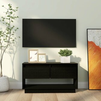 Tv-meubel 74x34x40 cm massief grenenhout zwart 1