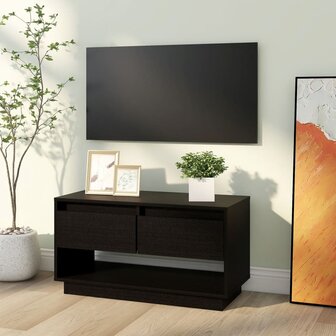 Tv-meubel 74x34x40 cm massief grenenhout zwart 8