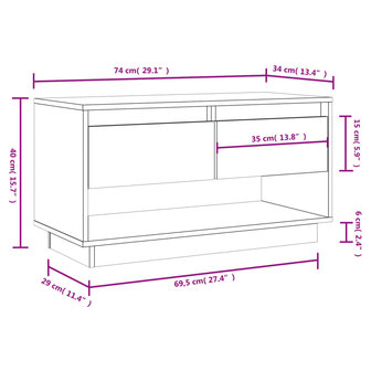 Tv-meubel 74x34x40 cm massief grenenhout zwart 10