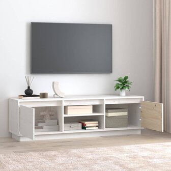 Tv-meubel 140x35x40 cm massief grenenhout wit 3