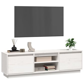 Tv-meubel 140x35x40 cm massief grenenhout wit 4