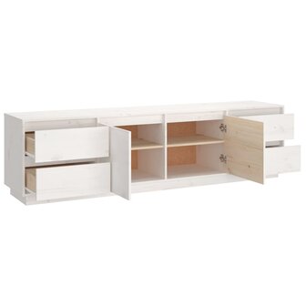 Tv-meubel 176x37x47,5 cm massief grenenhout wit 8