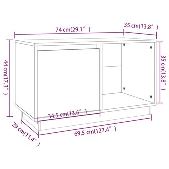 Tv-meubel 74x35x44 cm massief grenenhout 10