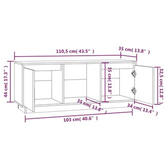 Tv-meubel 110,5x35x44 cm massief grenenhout 9