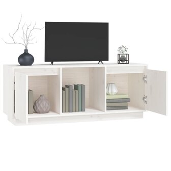 Tv-meubel 110,5x35x44 cm massief grenenhout wit 4