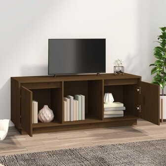 Tv-meubel 110,5x35x44 cm massief grenenhout honingbruin 3