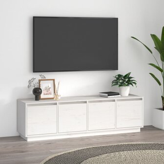 Tv-meubel 156x37x45 cm massief grenenhout wit 1