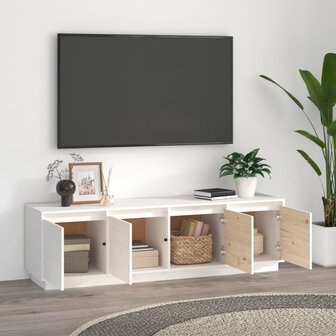 Tv-meubel 156x37x45 cm massief grenenhout wit 3