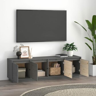 Tv-meubel 156x37x45 cm massief grenenhout grijs 3