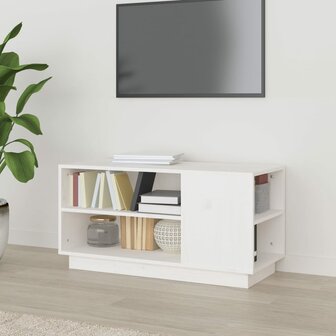 Tv-meubel 80x35x40,5 cm massief grenenhout wit 1