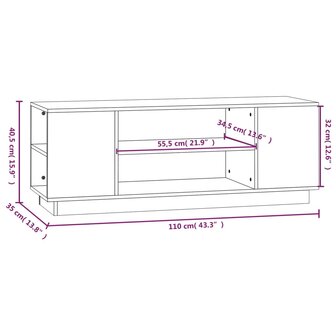 Tv-meubel 110x35x40,5 cm massief grenenhout honingbruin 8