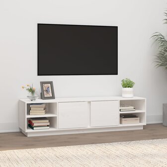 Tv-meubel 156x40x40 cm massief grenenhout wit 1