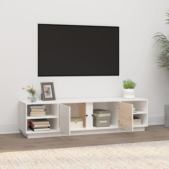 Tv-meubel 156x40x40 cm massief grenenhout wit 3