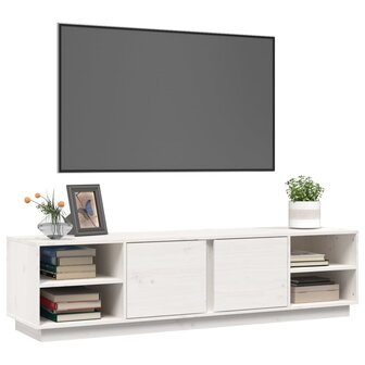 Tv-meubel 156x40x40 cm massief grenenhout wit 4