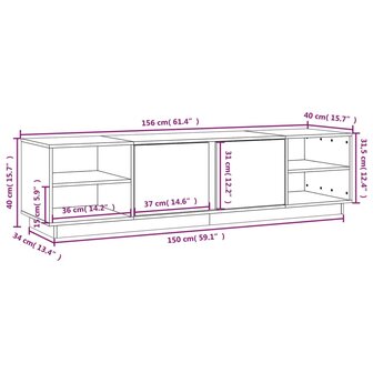 Tv-meubel 156x40x40 cm massief grenenhout wit 10