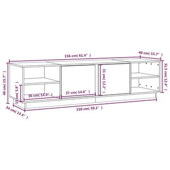 Tv-meubel 156x40x40 cm massief grenenhout zwart 10