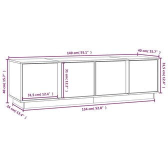 Tv-meubel 140x40x40 cm massief grenenhout 10