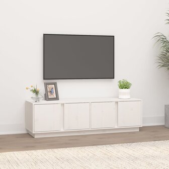 Tv-meubel 140x40x40 cm massief grenenhout wit 1