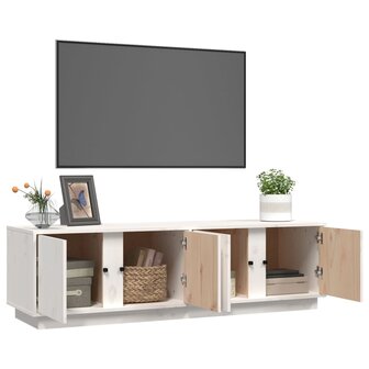 Tv-meubel 140x40x40 cm massief grenenhout wit 5