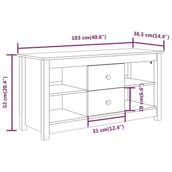 Tv-meubel 103x36,5x52 cm massief grenenhout 10