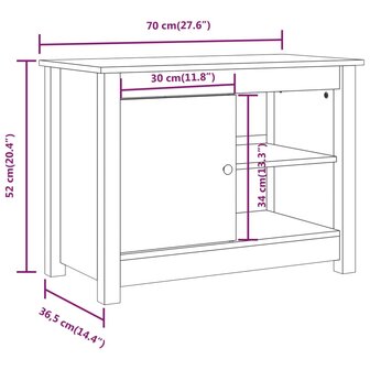 Tv-meubel 70x36,5x52 cm massief grenenhout honingbruin 10