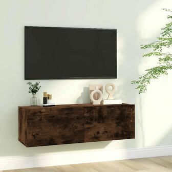 Tv-wandmeubel 100x30x30 cm bewerkt hout gerookt eikenkleurig 1