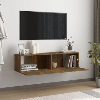 Tv-wandmeubel 120x30x30 cm bewerkt hout gerookt eikenkleurig 3