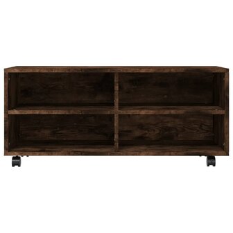 Tv-meubel met wieltjes 90x35x35 cm bewerkt hout gerookt eiken 4