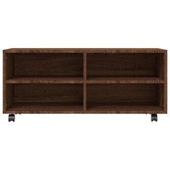 Tv-meubel met wieltjes 90x35x35 cm bewerkt hout bruin eikenkleur 4