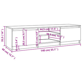 Tv-meubel 140x40x35,5 cm bewerkt hout gerookt eikenkleurig 7