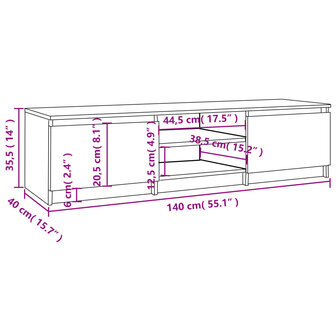 Tv-meubel 140x40x35,5 cm bewerkt hout grijs sonoma eikenkleurig 7