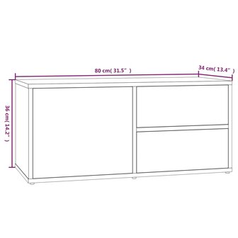 Tv-meubel 80x34x36 cm bewerkt hout gerookt eikenkleurig 11