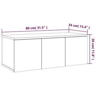 Tv-meubel 80x34x30 cm bewerkt hout grijs sonoma eikenkleurig 9