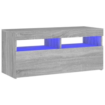 Tv-meubel met LED-verlichting 90x35x40 cm grijs sonoma eiken 2