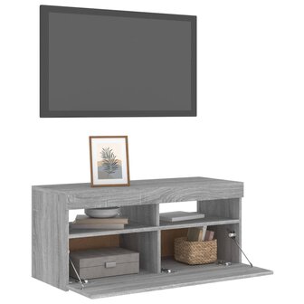 Tv-meubel met LED-verlichting 90x35x40 cm grijs sonoma eiken 6