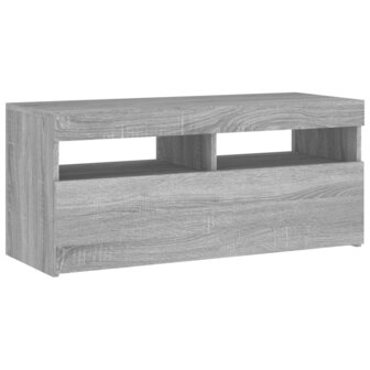 Tv-meubel met LED-verlichting 90x35x40 cm grijs sonoma eiken 7