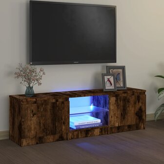 Tv-meubel met LED-verlichting 120x30x35,5 cm gerookt eikenkleur 1