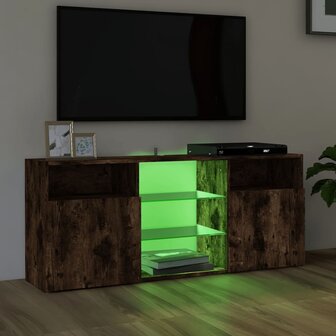 Tv-meubel met LED-verlichting 120x30x50 cm gerookt eikenkleurig 4