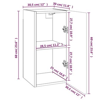 Tv-meubel 30,5x30x60 cm bewerkt hout gerookt eikenkleurig 10