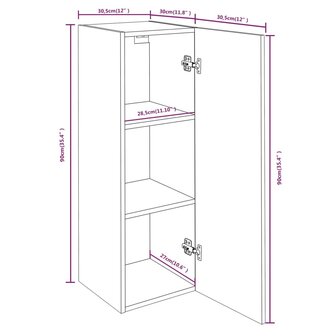 Tv-meubel 30,5x30x90 cm bewerkt hout grijs sonoma eikenkleur 9