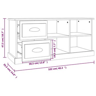 Tv-meubel 102x35,5x47,5 cm bewerkt hout gerookt eikenkleurig 11