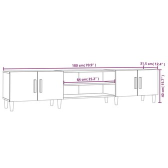 Tv-meubel 180x31,5x40 cm bewerkt hout wit 10