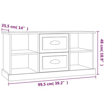 Tv-meubel 99,5x35,5x48 cm bewerkt hout hoogglans wit 9